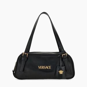Versace Versace Tag Zip Leather Shoulder Bag